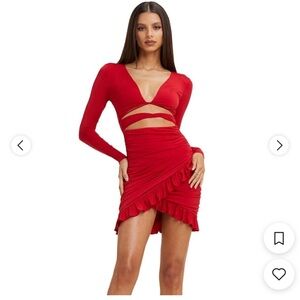 I.AM.GIA Red Asymmetrical Ruched Wrap Dress